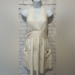 American Eagle Women's Backless Halter Cream Cotton Sundress Dress size XS